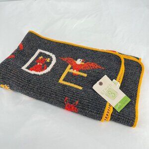 Green 3 Alphabet Animals Baby Blanket Recycled Cotton Knit USA